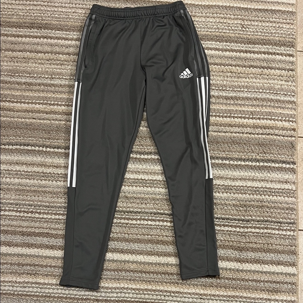 Adidas Men's Charcoal Joggers with White Accents